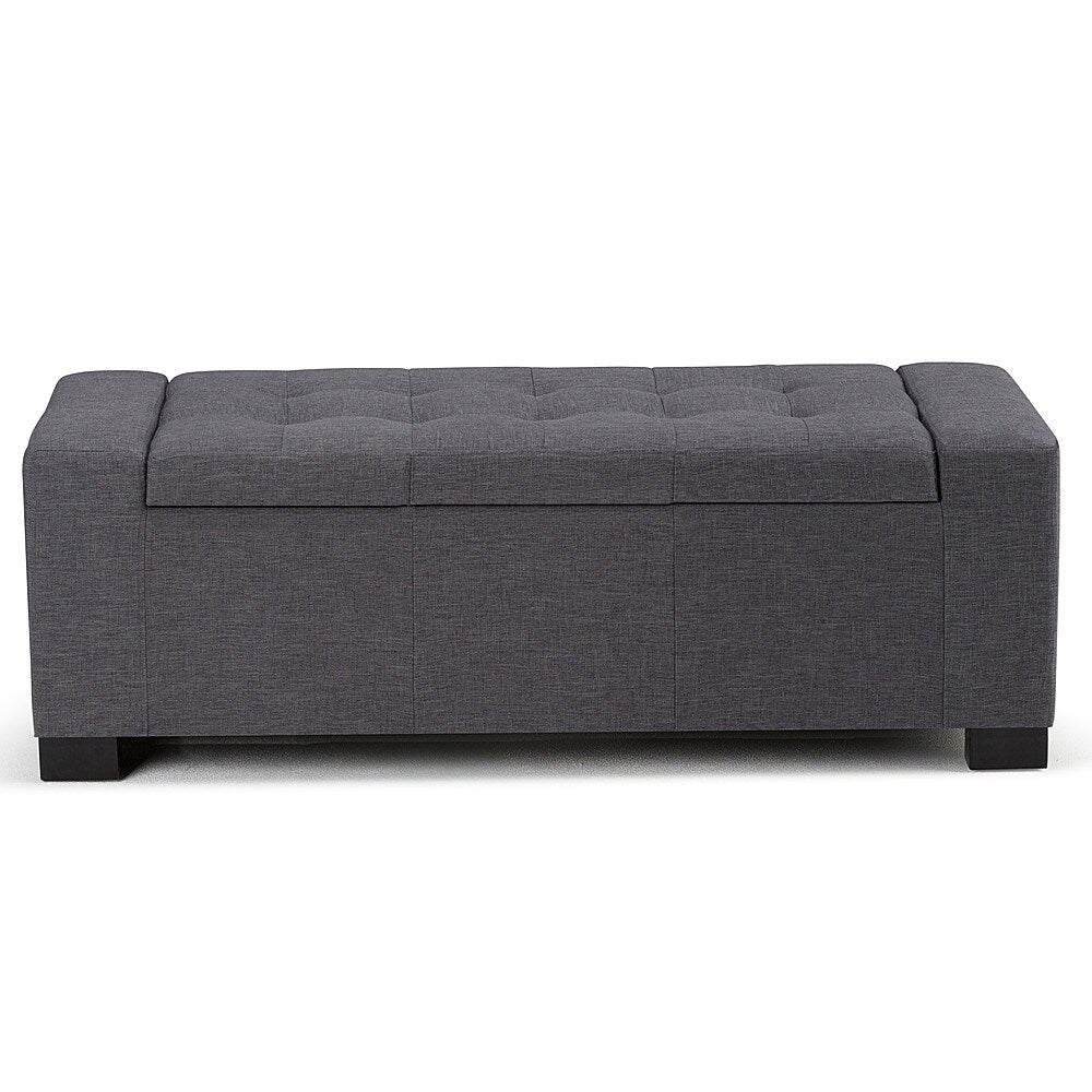 Simpli Home - Laredo Rectangular Polyester Bench Ottoman With Inner Storage - Slate Gray_2