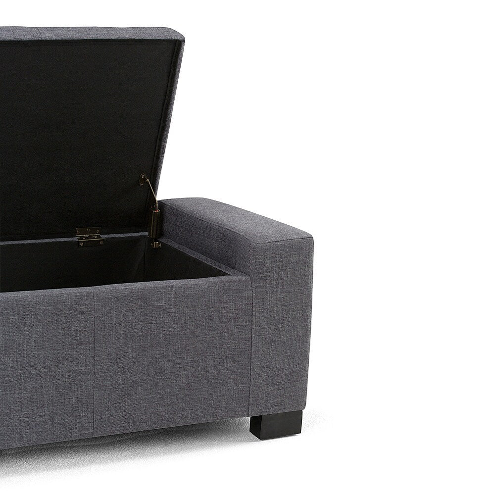 Simpli Home - Laredo Rectangular Polyester Bench Ottoman With Inner Storage - Slate Gray_4