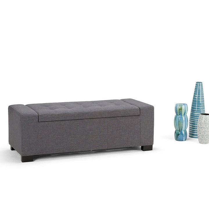 Simpli Home - Laredo Rectangular Polyester Bench Ottoman With Inner Storage - Slate Gray_3