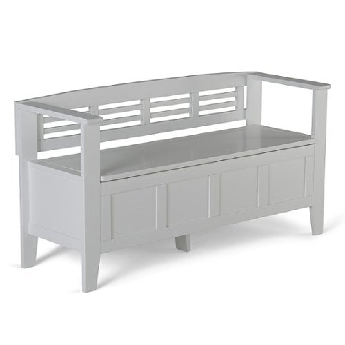 Simpli Home - Adams Entryway Storage Bench With Backrest - White_0