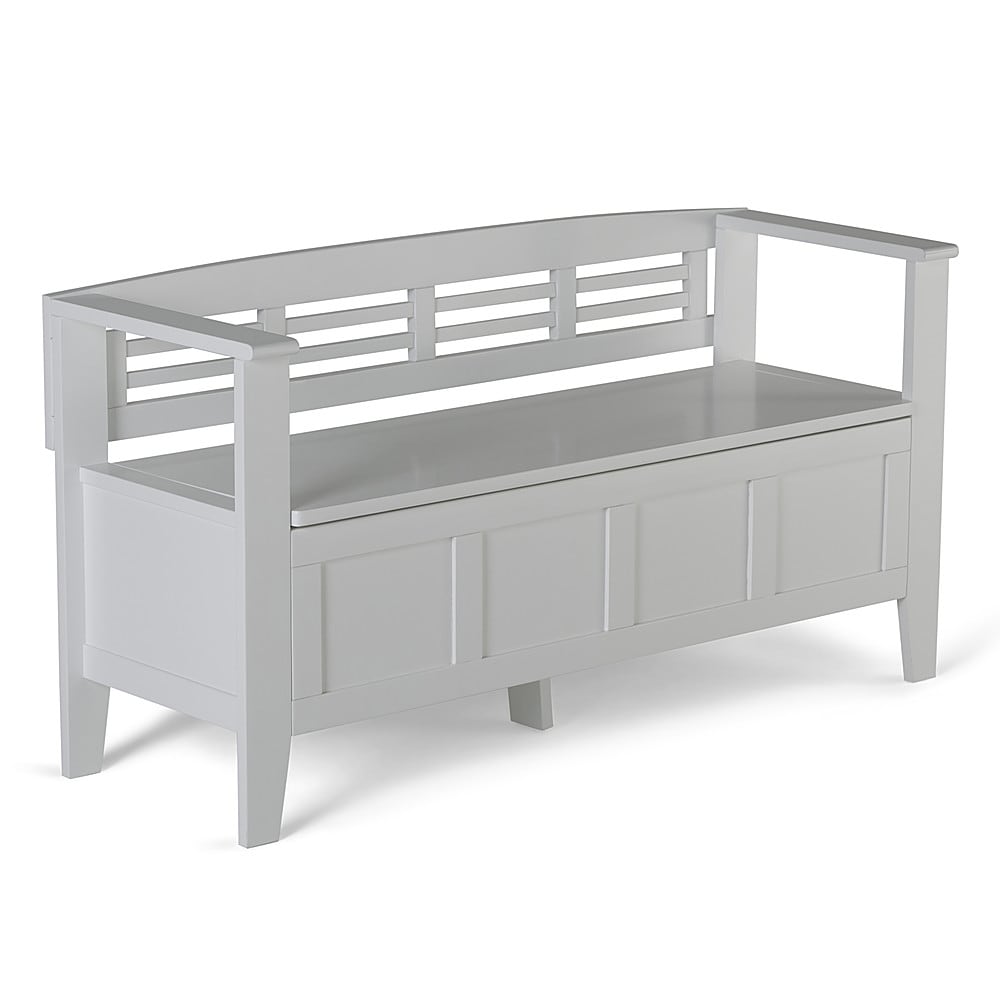 Simpli Home - Adams Entryway Storage Bench With Backrest - White_1