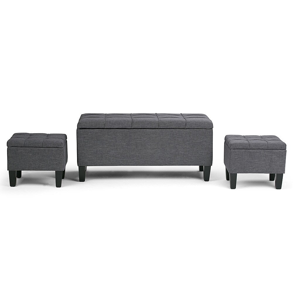 Simpli Home - Dover Rectangular Polyester Fabric Storage Ottoman Bench (Set of 3) - Slate Gray_2