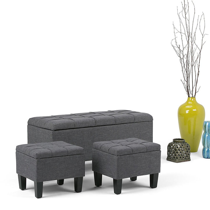 Simpli Home - Dover Rectangular Polyester Fabric Storage Ottoman Bench (Set of 3) - Slate Gray_3