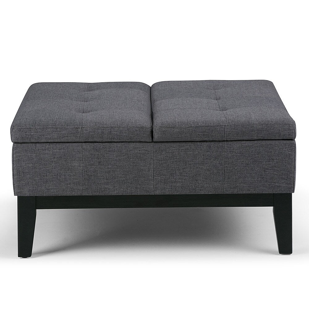 Simpli Home - Dover Square Polyurethane Faux Leather Bench Ottoman With Inner Storage - Slate Gray_2