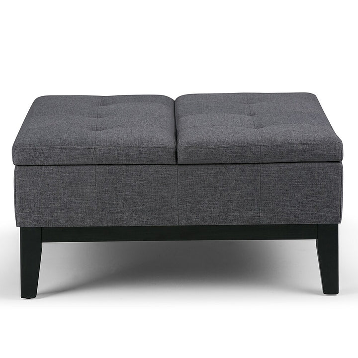 Simpli Home - Dover Square Polyurethane Faux Leather Bench Ottoman With Inner Storage - Slate Gray_2