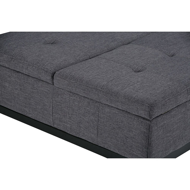 Simpli Home - Dover Square Polyurethane Faux Leather Bench Ottoman With Inner Storage - Slate Gray_6