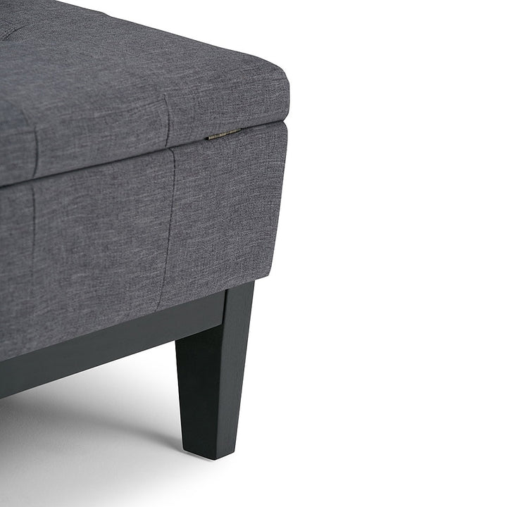 Simpli Home - Dover Square Polyurethane Faux Leather Bench Ottoman With Inner Storage - Slate Gray_4