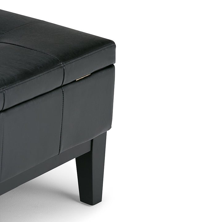 Simpli Home - Dover Square Polyurethane Faux Leather Bench Ottoman With Inner Storage - Midnight Black_3