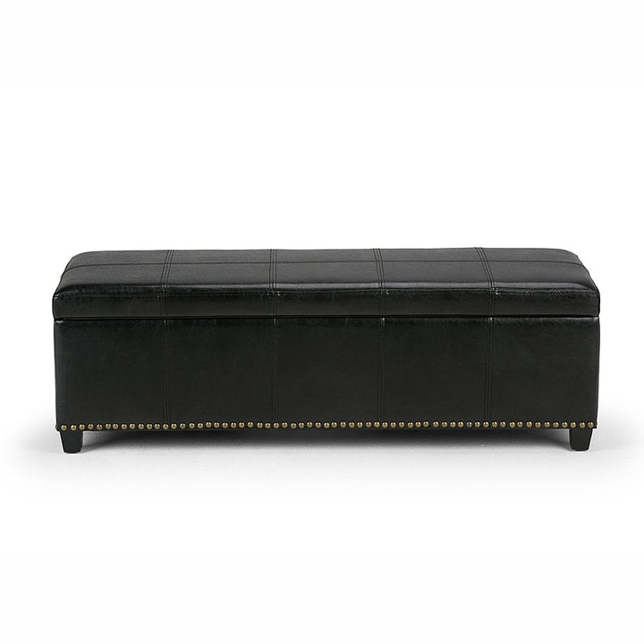 Simpli Home - Kingsley Rectangular Bonded Leather Bench Ottoman With Inner Storage - Midnight Black_2
