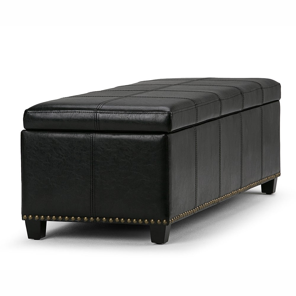 Simpli Home - Kingsley Rectangular Bonded Leather Bench Ottoman With Inner Storage - Midnight Black_6