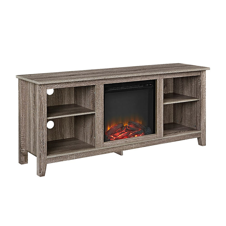 Walker Edison - Open Storage Fireplace TV Stand for Most TVs Up to 65" - Driftwood_2