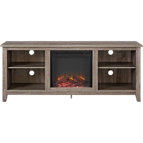 Walker Edison - Open Storage Fireplace TV Stand for Most TVs Up to 65" - Driftwood_0