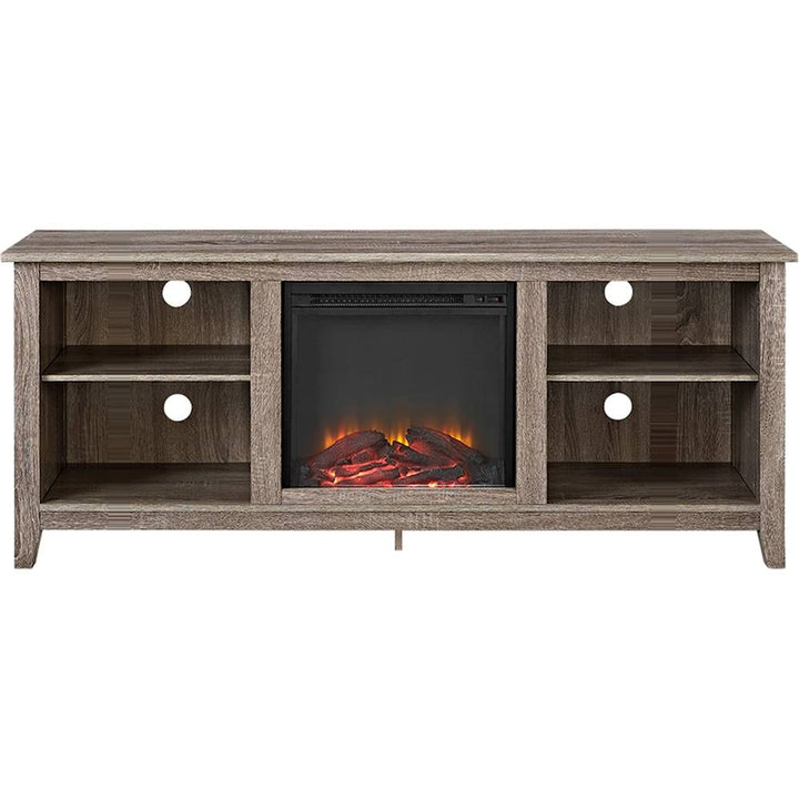 Walker Edison - Open Storage Fireplace TV Stand for Most TVs Up to 65" - Driftwood_1