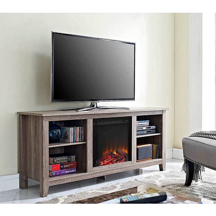 Walker Edison - Open Storage Fireplace TV Stand for Most TVs Up to 65" - Driftwood_7