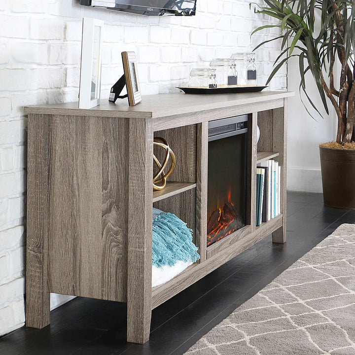 Walker Edison - Open Storage Fireplace TV Stand for Most TVs Up to 65" - Driftwood_4