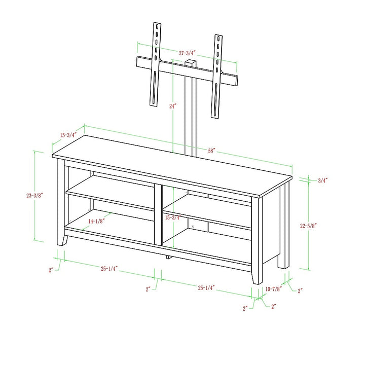 Walker Edison - TV Stand with Adjustable Removable Mount for Most TVs Up to 60" - Espresso_8