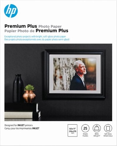 HP - Premium Plus Soft Glossy 8.5" x 11" Inkjet Photo Paper - 25 Count - White_0