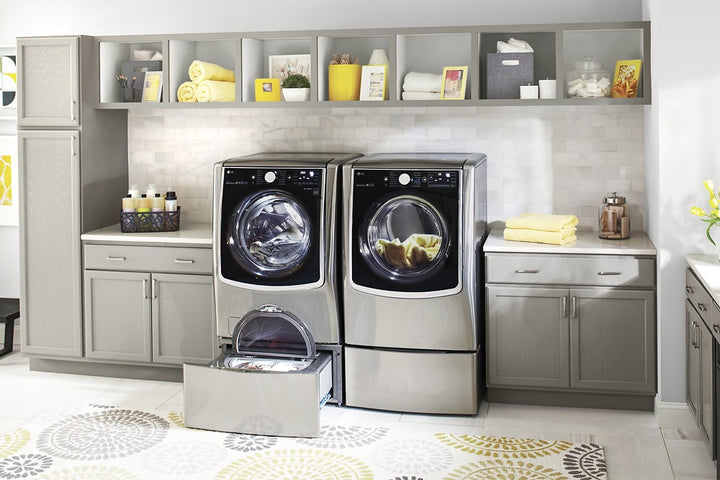 LG - SideKick 1.0 Cu. Ft. High-Efficiency Smart Top Load Pedestal Washer with 3-Motion Technology - Graphite steel_8