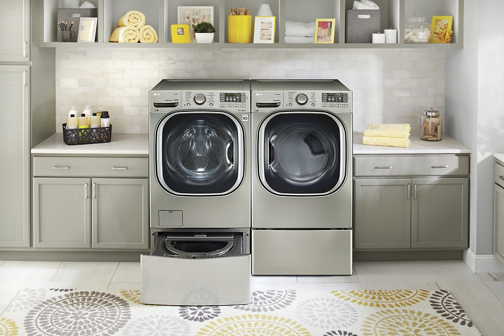 LG - SideKick 1.0 Cu. Ft. High-Efficiency Smart Top Load Pedestal Washer with 3-Motion Technology - Graphite steel_4