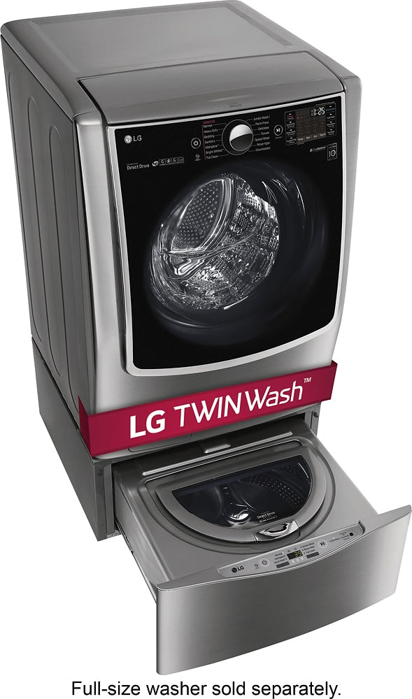 LG - SideKick 1.0 Cu. Ft. High-Efficiency Smart Top Load Pedestal Washer with 3-Motion Technology - Graphite steel_10