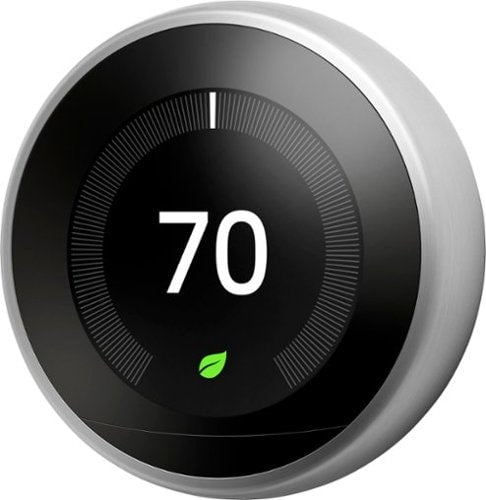 Google - Nest Learning Smart Wifi Thermostat - Stainless Steel_0