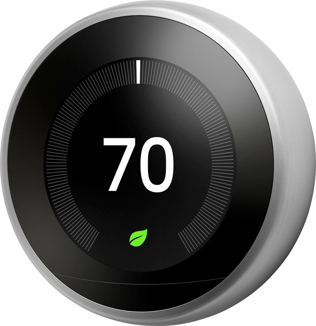 Google - Nest Learning Smart Wifi Thermostat - Stainless Steel_1