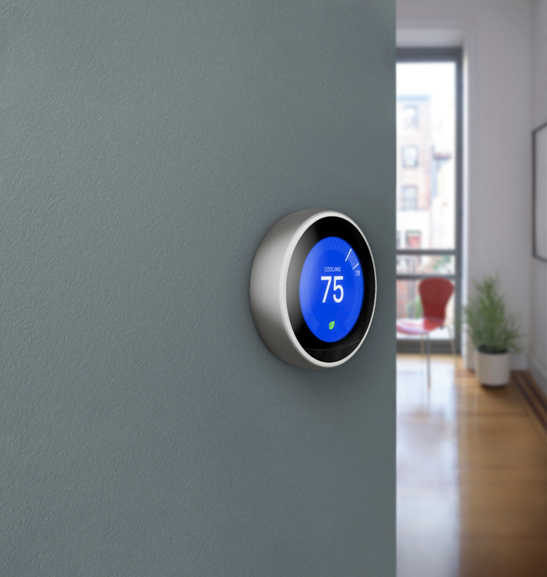 Google - Nest Learning Smart Wifi Thermostat - Stainless Steel_2
