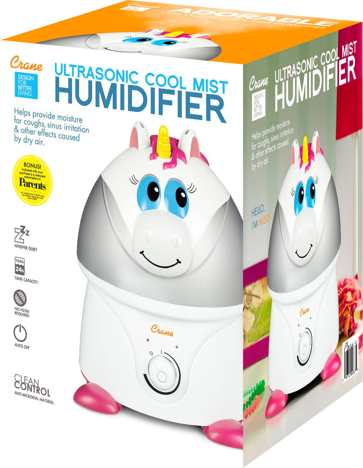 CRANE - 1 Gal. Adorable Ultrasonic Cool Mist Humidifier for Medium to Large Rooms up to 500 sq. ft. - Unicorn - White/Pink_5