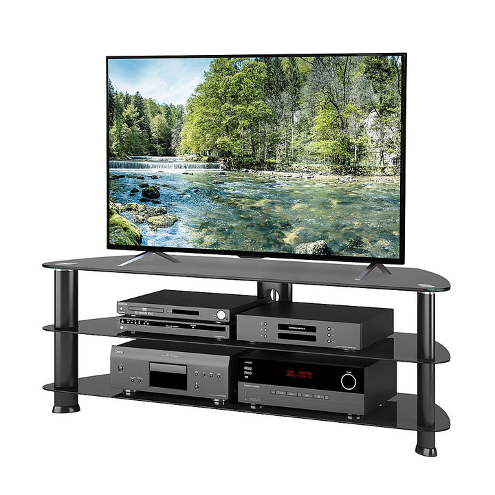 CorLiving - Black Glass Corner TV Stand, for TVs up to 65" - Satin Black_3
