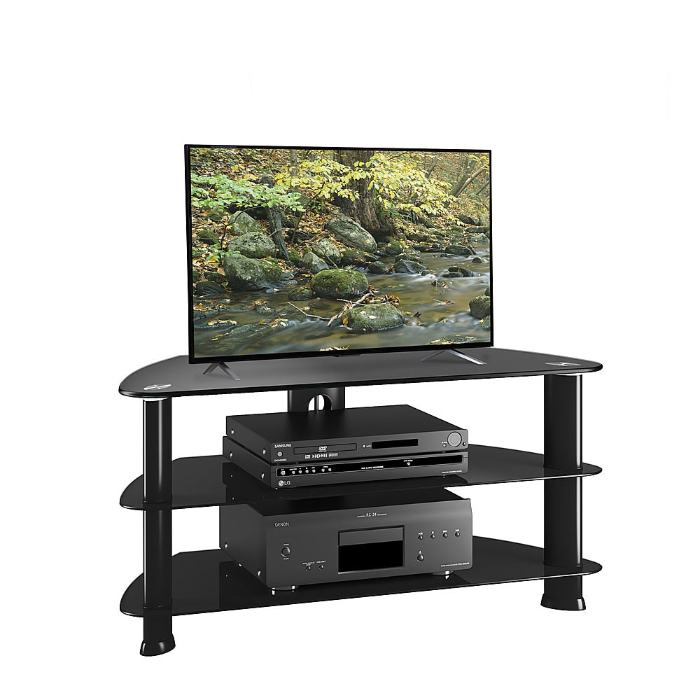 CorLiving - Satin Black Glass TV Stand, for TVs up to 43" - Satin Black_1