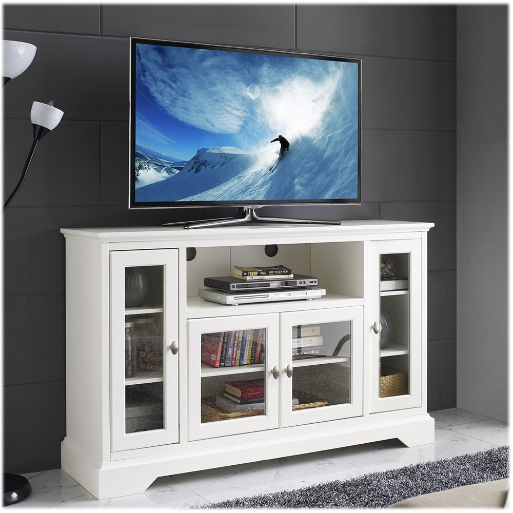 Walker Edison - Tall Sound Bar TV Stand for Most Flat-Panel TV's up to 60" - White_3