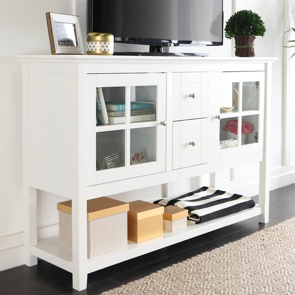 Walker Edison - Transitional TV Stand / Buffet for TVs up to 55" - White_5