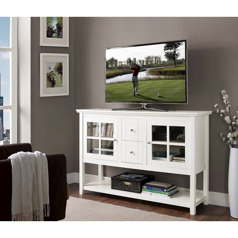 Walker Edison - Transitional TV Stand / Buffet for TVs up to 55" - White_4