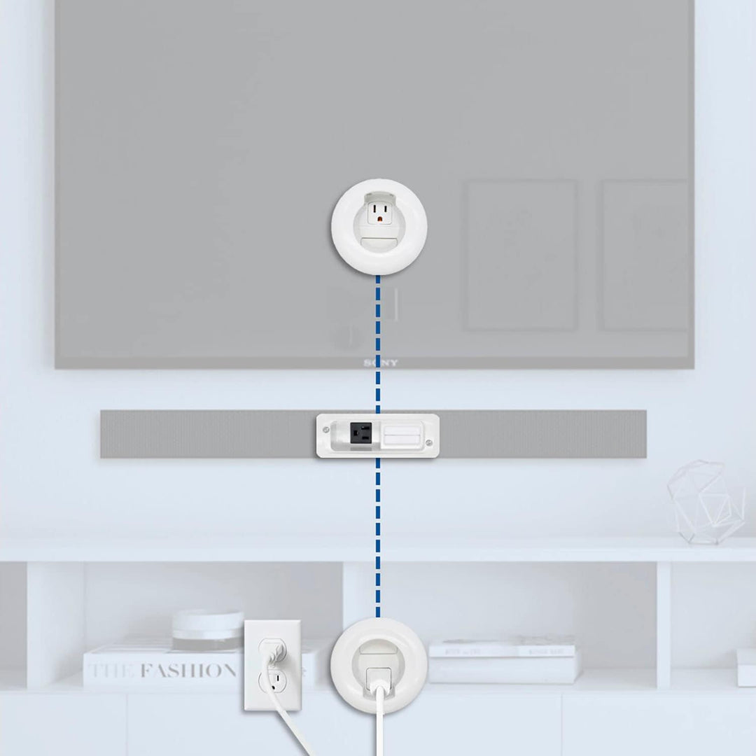 Legrand - Wiremold In-Wall Soundbar, Flat Screen TV Power, and Cable Concealment Grommet Kit - White_3