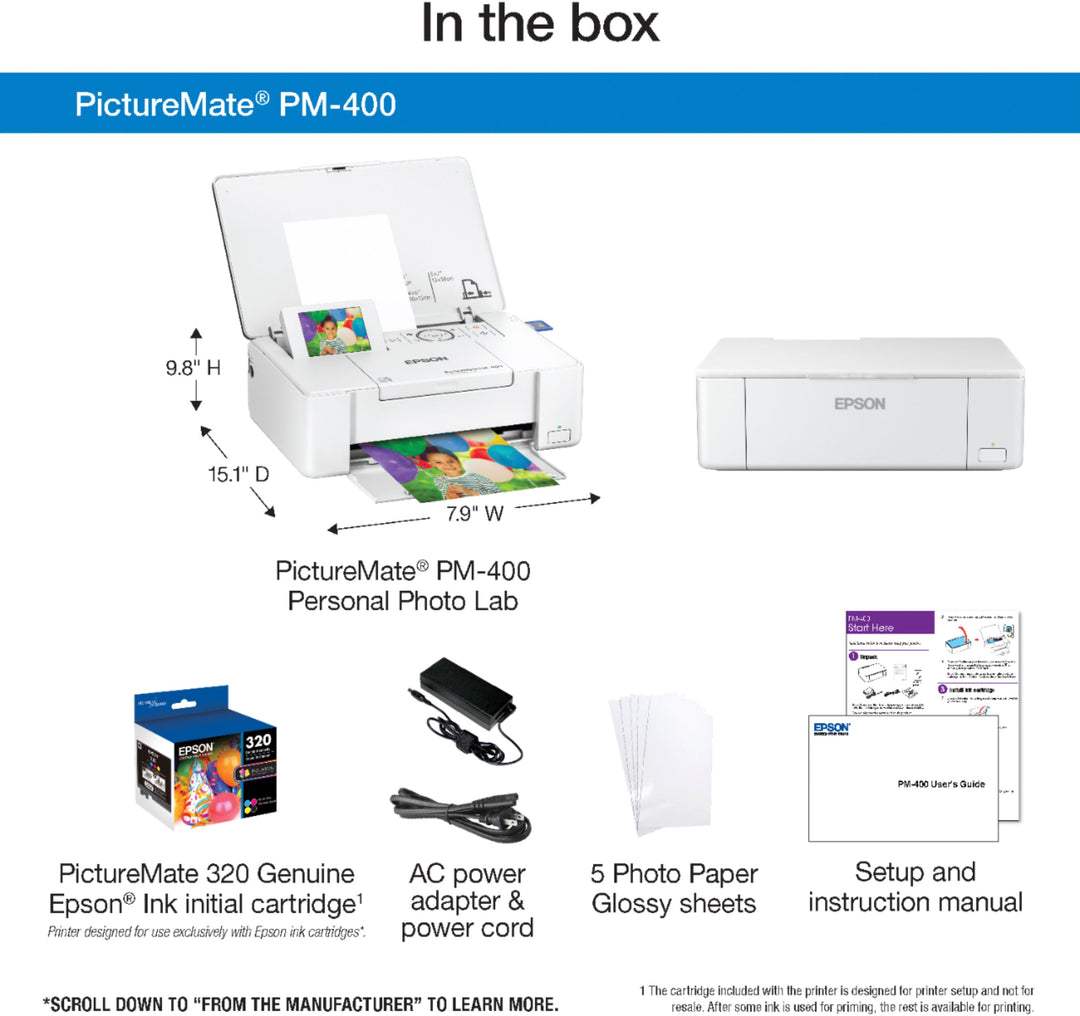 Epson - PictureMate PM-400 - C11CE84201 Wireless Photo Printer - White_6