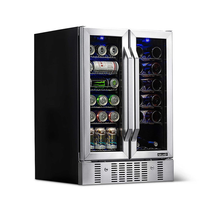 NewAir - 18-Bottle Wine and 60-Can Dual Zone Beverage Cooler - Stainless steel_1