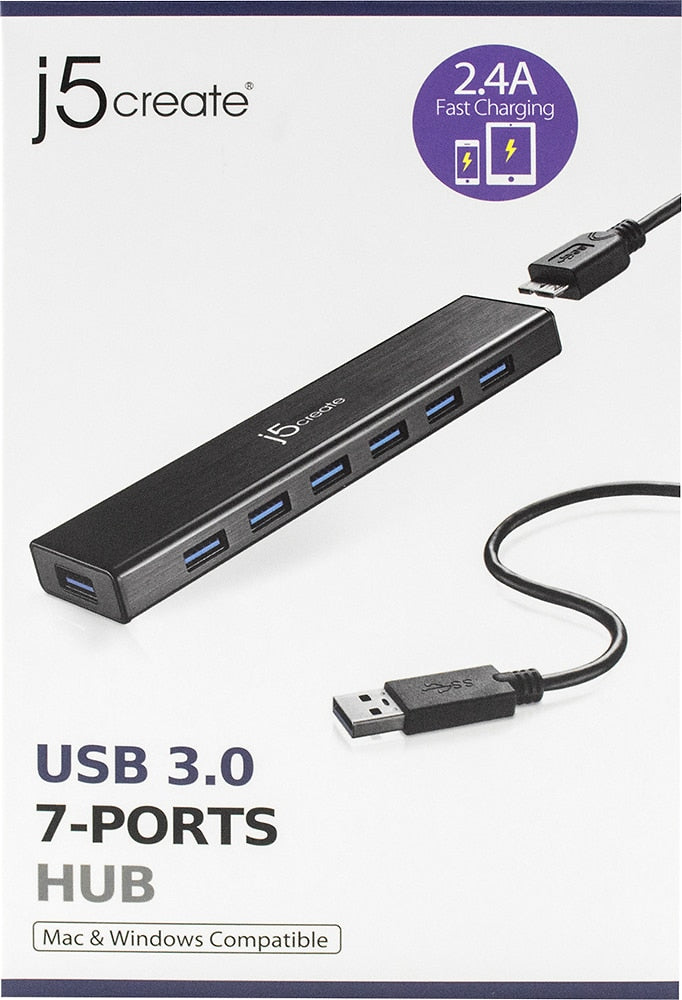 j5create - 7-Port USB 3.0 Hub - Black_4