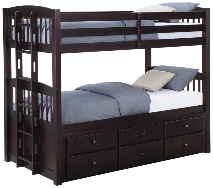 Kensington Twin over Twin Bunk Bed with Trundle Cappuccino_2