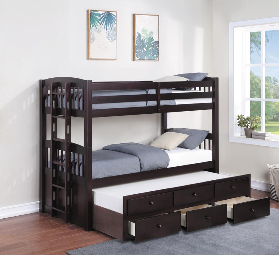 Kensington Twin over Twin Bunk Bed with Trundle Cappuccino_1