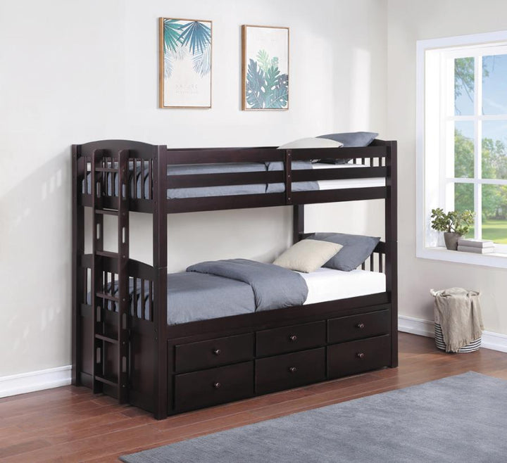 Kensington Twin over Twin Bunk Bed with Trundle Cappuccino_0