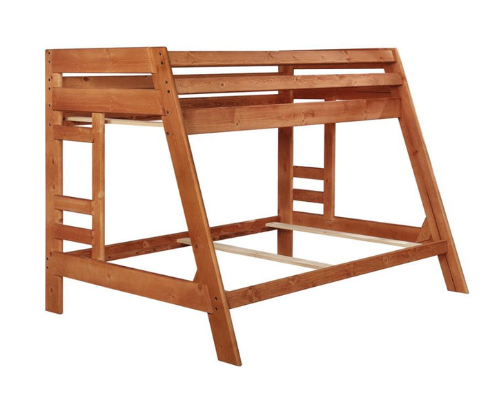 Wrangle Hill Twin over Full Bunk Bed with Built-in Ladder Amber Wash_2