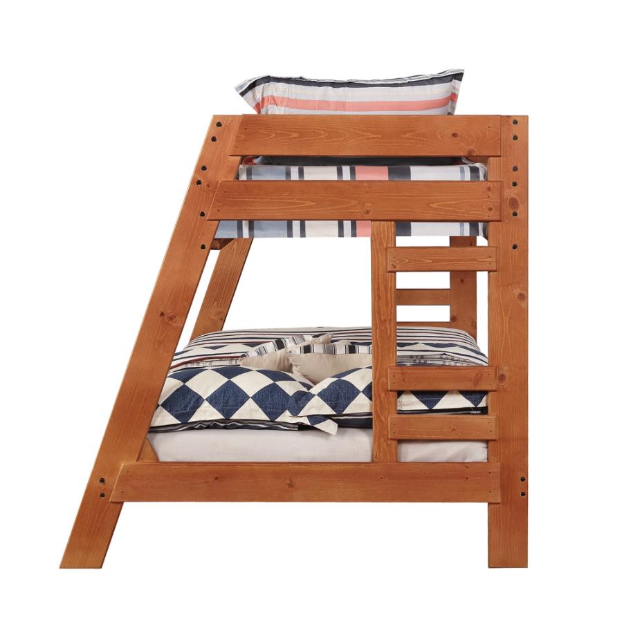 Wrangle Hill Twin over Full Bunk Bed with Built-in Ladder Amber Wash_5