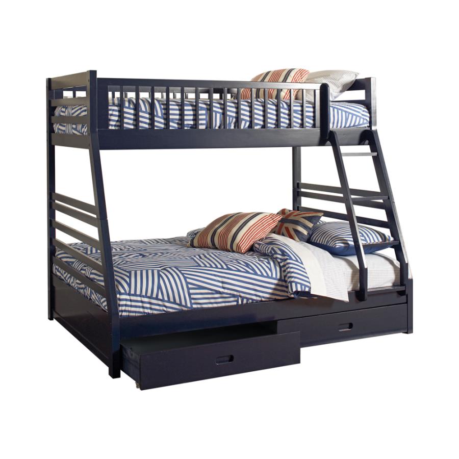 Ashton Twin over Full 2-drawer Bunk Bed Navy Blue_2