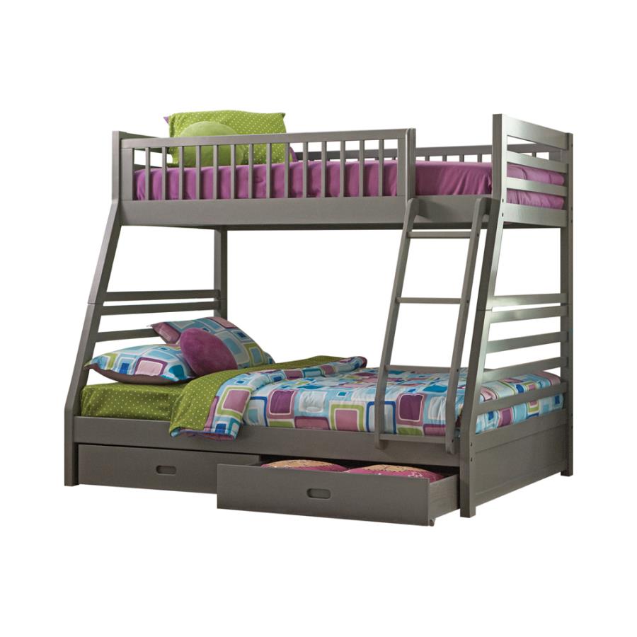 Ashton Twin over Full Bunk 2-drawer Bed Grey_2