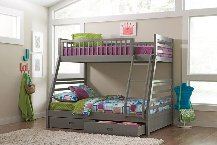 Ashton Twin over Full Bunk 2-drawer Bed Grey_1