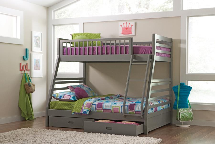 Ashton Twin over Full Bunk 2-drawer Bed Grey_0
