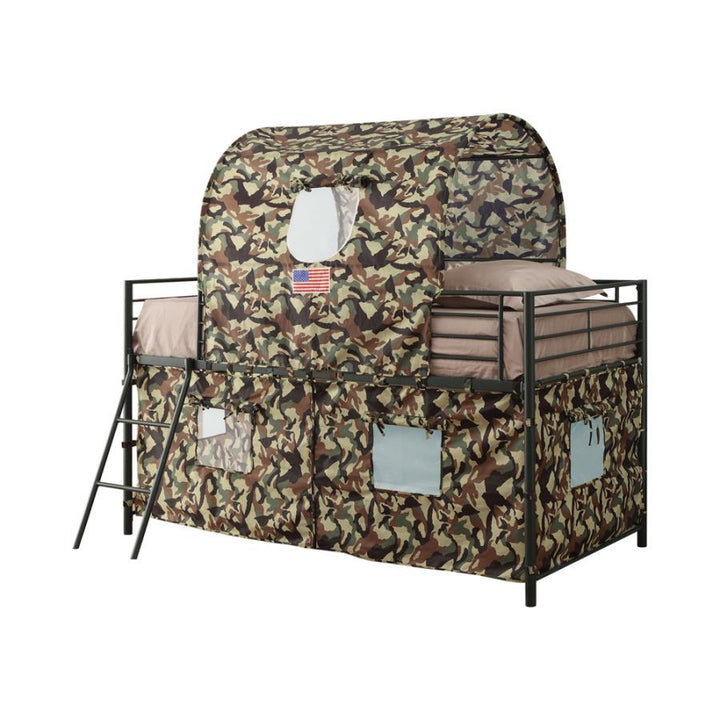 Camouflage Tent Loft Bed with Ladder Army Green_2