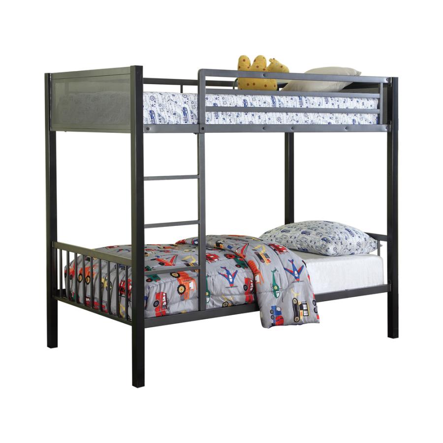 Meyers Twin over Twin Metal Bunk Bed Black and Gunmetal_1