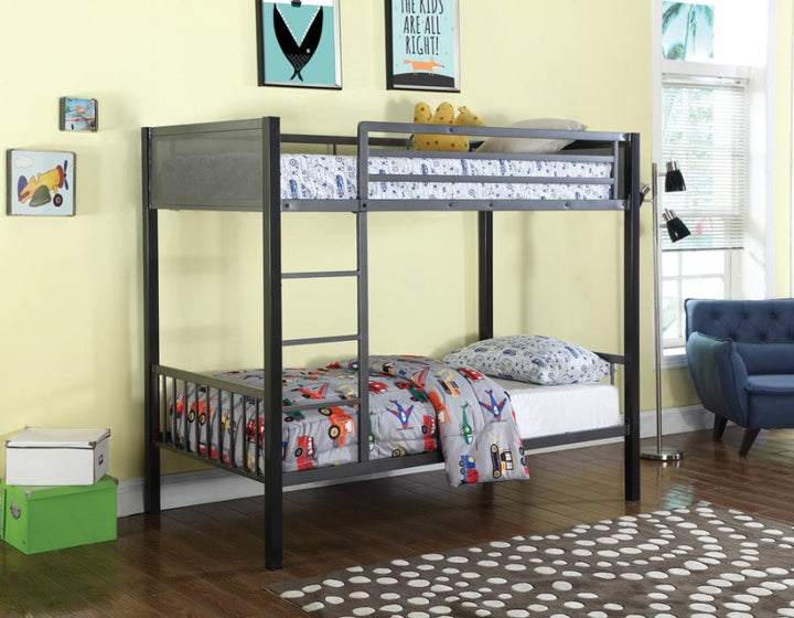 Meyers Twin over Twin Metal Bunk Bed Black and Gunmetal_0