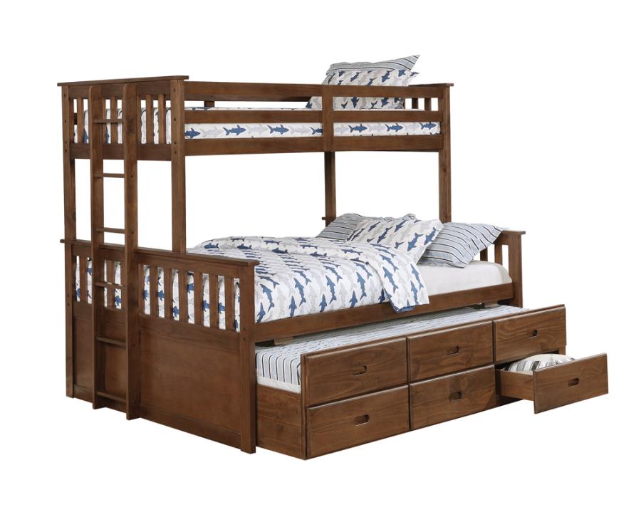 Atkin Twin Extra Long over Queen 3-drawer Bunk Bed Weathered Walnut_1